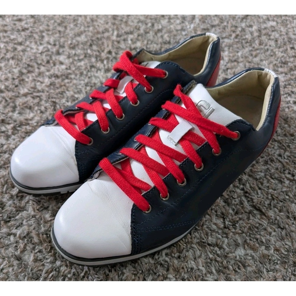 FootJoy MyJoys DryJoys Golf Shoes Women's 7 Red White Blue USA Flag Leather